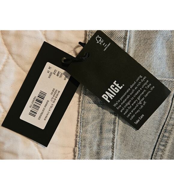 Paige Stella Women's Size 28 Gianna Blue Straight Leg Split Hem Jeans NWT - Picture 6 of 13